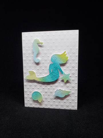greeting card - green mermaid