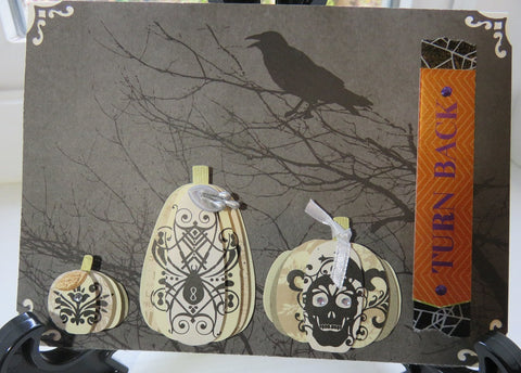 Halloween greeting card - raven and tombstone