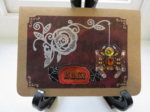 Halloween greeting card - spiders and lace (001)