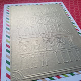 Christmas greeting card set - gold embossed greeting