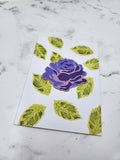 greeting card - purple rose and leaves