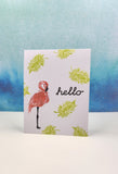 greeting card - hello flamingo