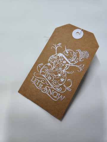 Christmas gift tag - silver snowman
