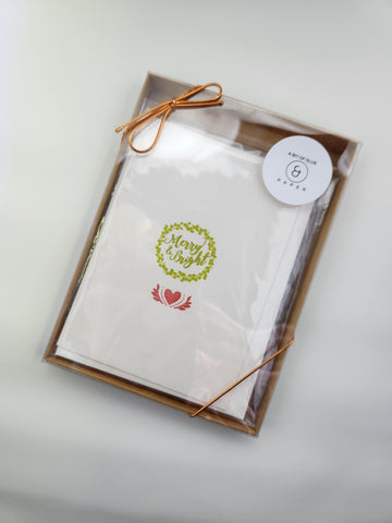 Christmas greeting card set - mery & bright