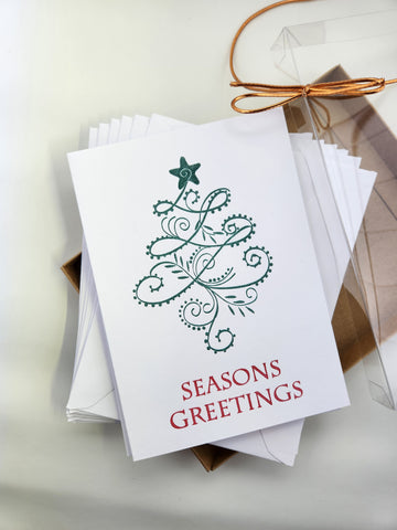 Christmas greeting card set - flourish tree