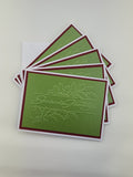 Christmas greeting card set - embossed holly