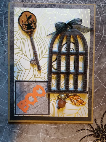 Halloween greeting card - Caged Ghost
