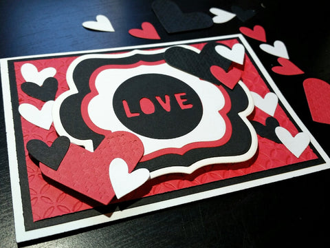 love greeting card - die cut hearts