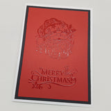 Christmas greeting card set - red embossed Santa