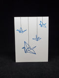 greeting card - hanging paper cranes