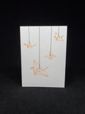 greeting card - hanging paper cranes