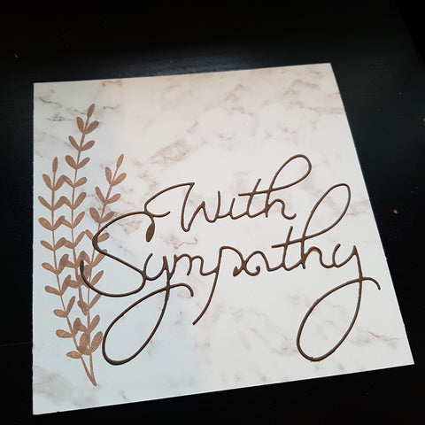 sympathy card - marble leaves