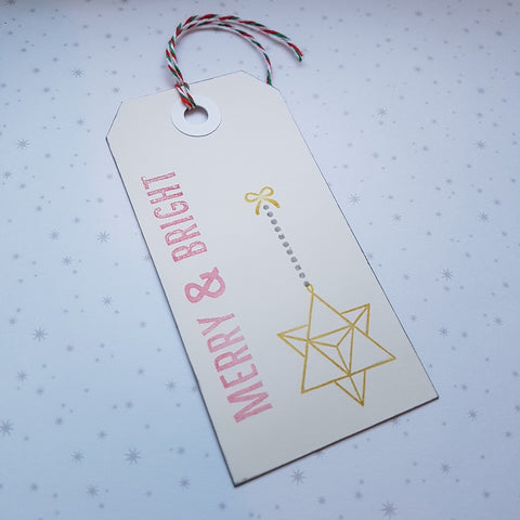 Christmas gift tag - merry & bright ornament
