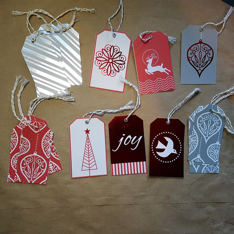 Christmas gift tags (set of 18) - red foil