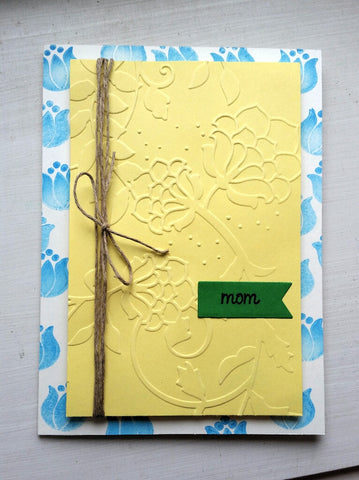 Mother's Day card - blue and yellow flowers