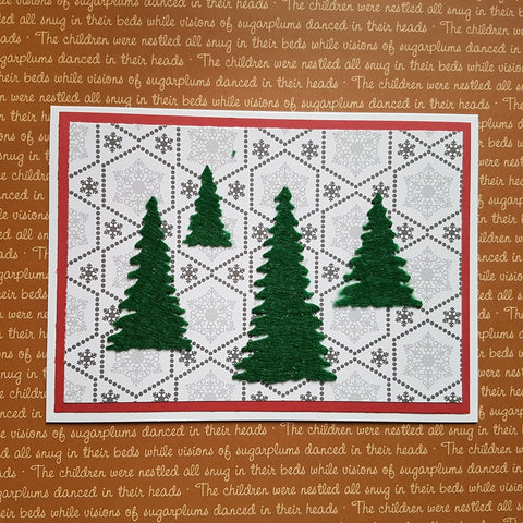 Christmas greeting card set - felt trees
