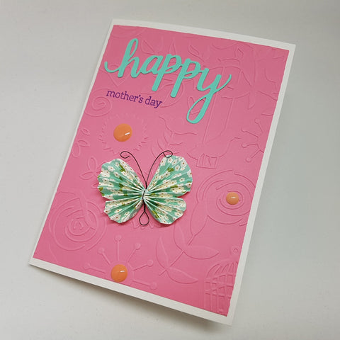 Mother's Day card - pink butterflies