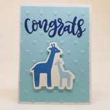 baby boy card - giraffes & hippos