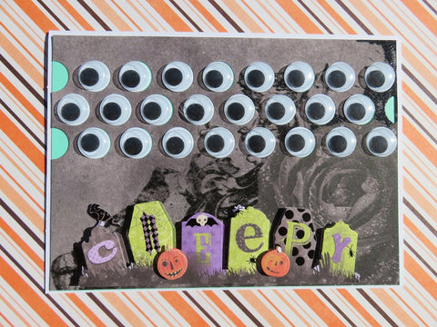 Halloween greeting card - creepy googly eyes