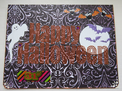 Halloween greeting card - rhinestone Happy Halloween (004)