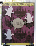Halloween greeting card - spooky speech bubble ghost