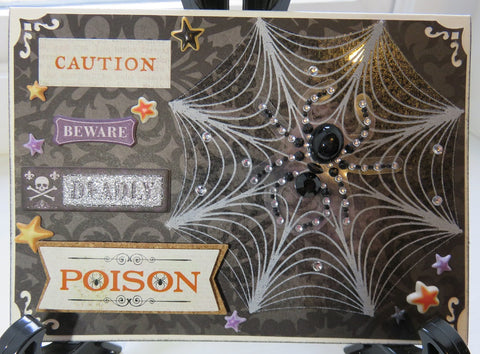 Halloween greeting card - rhinestone deadly spider