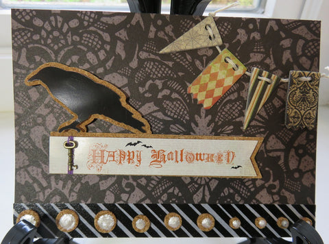 Halloween greeting card - raven and key