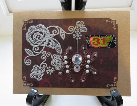 Halloween greeting card - spiders and lace (002)