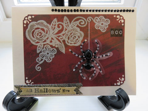 Halloween greeting card - spiders and lace (005)