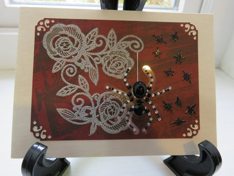 Halloween greeting card - spiders and lace (004)