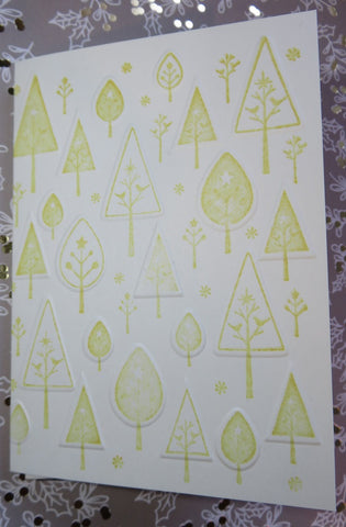 Christmas greeting card set - embossed trees