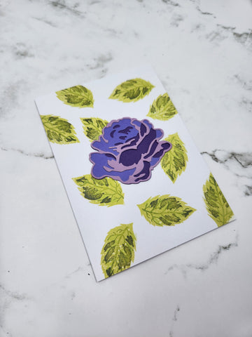 greeting card - purple rose and leaves